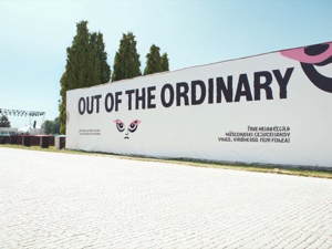 Large format banner at outdoor festival — custom wide-format printing any size